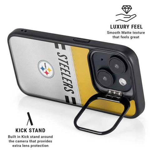 NFL Pittsburgh Steelers White Striped iPhone 14 Kickstand Case